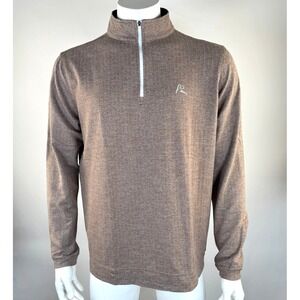Rhoback Herringbone Jacquard Performance Q-Zip Pullover Men L EUC Stretch Long